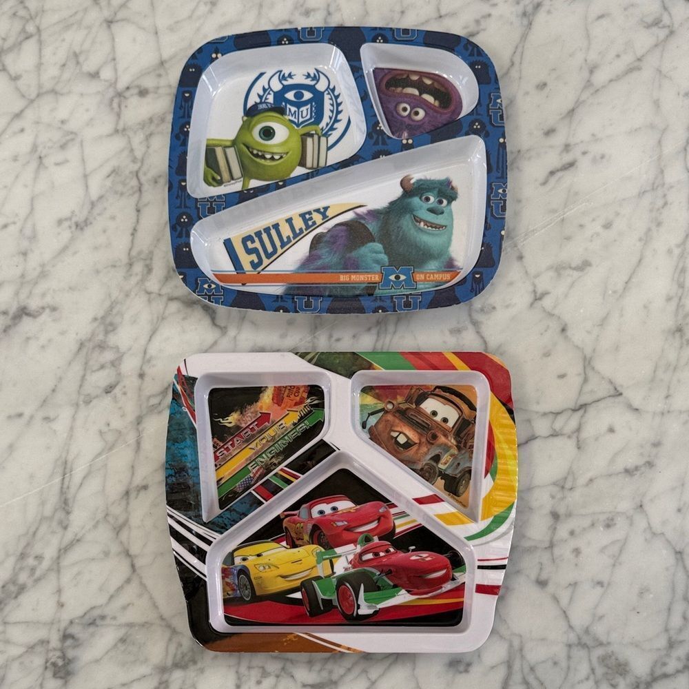 Monsters Inc and Cars Themed Kids Plates